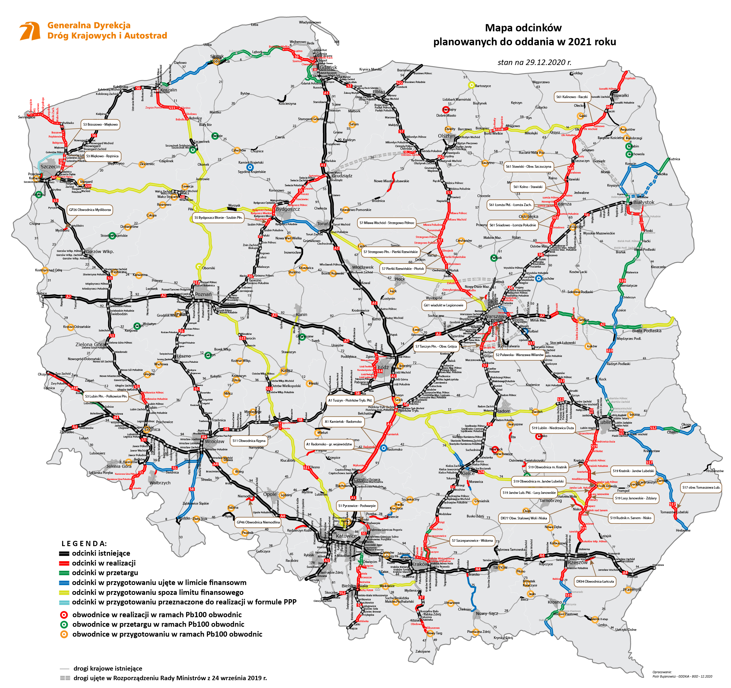 Polskie drogi - mapa nowych dróg w 2021 roku